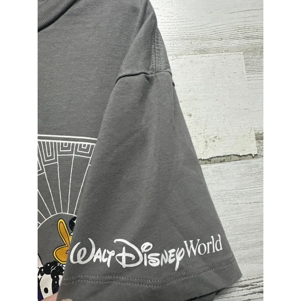 Disney Graphic T-Shirt Youth Medium Gray 100th Anniversary Mickey Goofy EUC